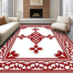 Deep Red Caged Flower Medallion Rug