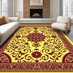 Rich Burgundy Floral Scrolling Medallion Rug