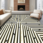 Black Gold Graphic Stripe Starburst Rug