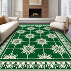 Enchanting Emerald Snowflakes Border Rug