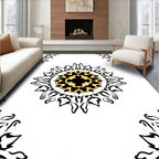 Black Gold Sunburst Medallion Rug