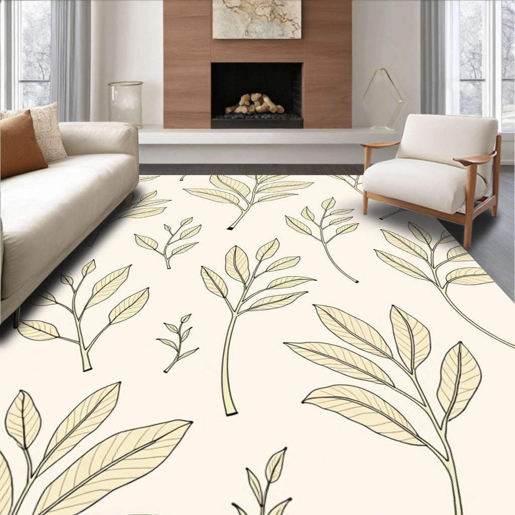Cream Botanical Branch Repeat Rug