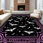 Spooky Pink Bat Moon Night Scene Rug