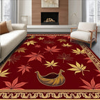 Crimson Gold Maple Leaf Arrangement Rug