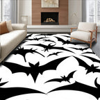 Black Flying Bats Silhouette Rug