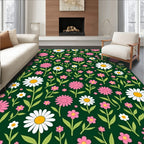 Whimsical Pink Daisy Garden Rug