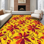 Vibrant Crimson Floral Swirl Garden Rug