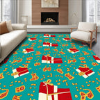 Red Gift Boxes Scattered Yellow Rug