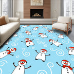 Jolly Snowman Holiday Blue Swirl Rug