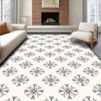 Ivory Gray Floral Medallion Repeat Rug