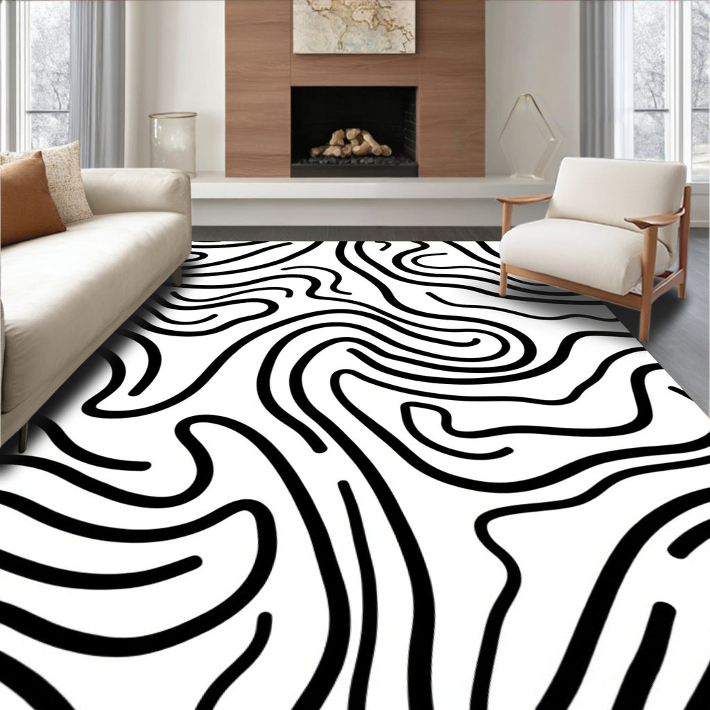 Monochromatic Curving Line Abstract Rug