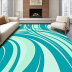 Teal Aqua Swirl Abstract Rug