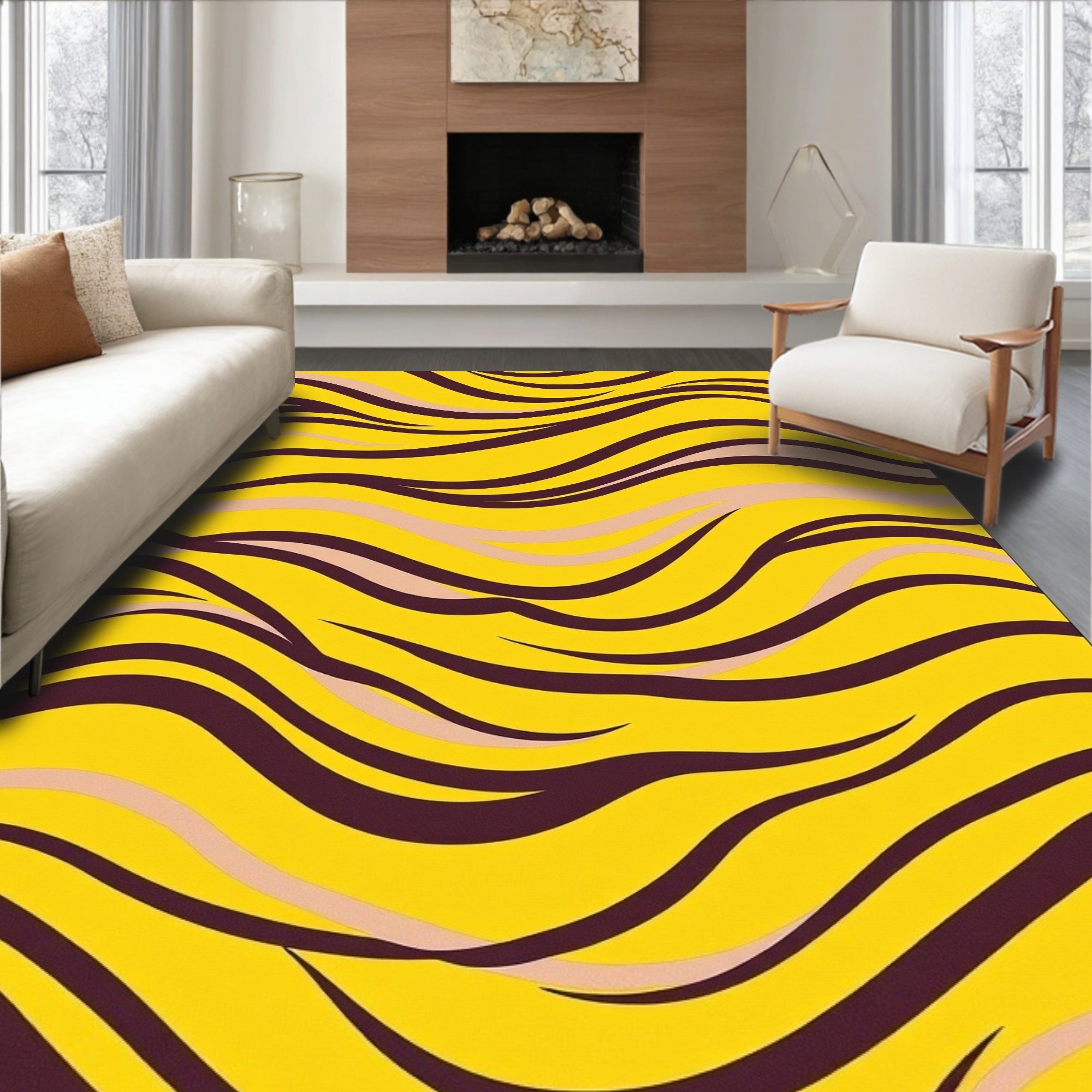 Golden Wavy Stripe Interplay Rug
