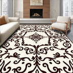 Dark Brown Floral Scrollwork Swirls Rug