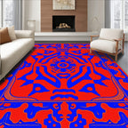 Bold Blue Floral Medallion Crimson Rug