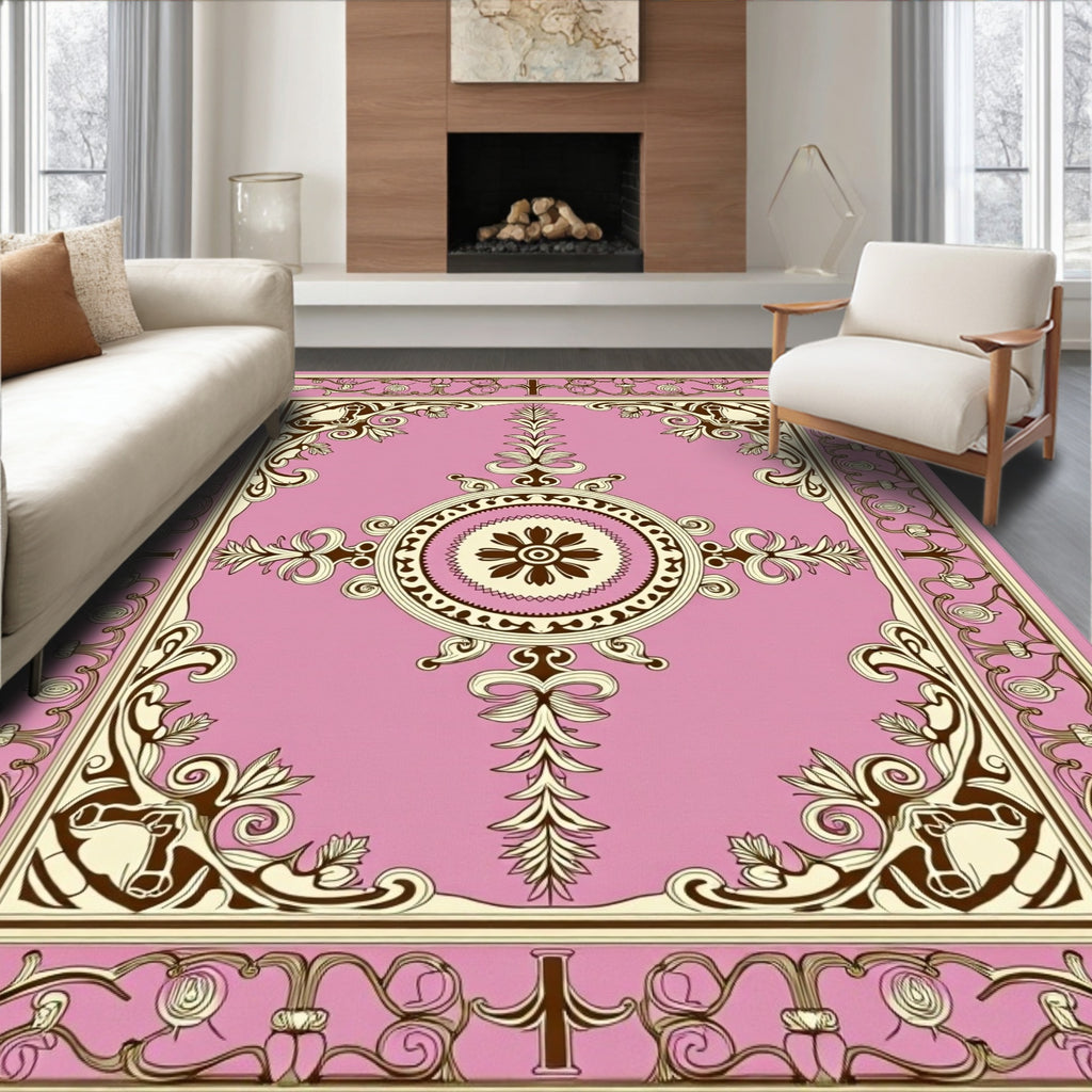 Ornate Rose Garden Medallion Rug