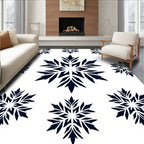 Dark Blue Snowflake Medallion Repeat Rug
