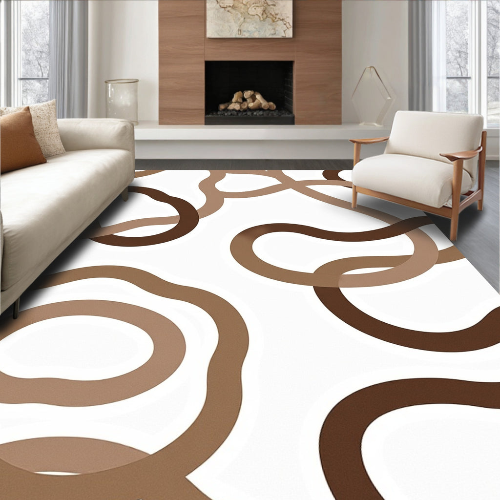 Earthy Tone Abstract Swirl Rug