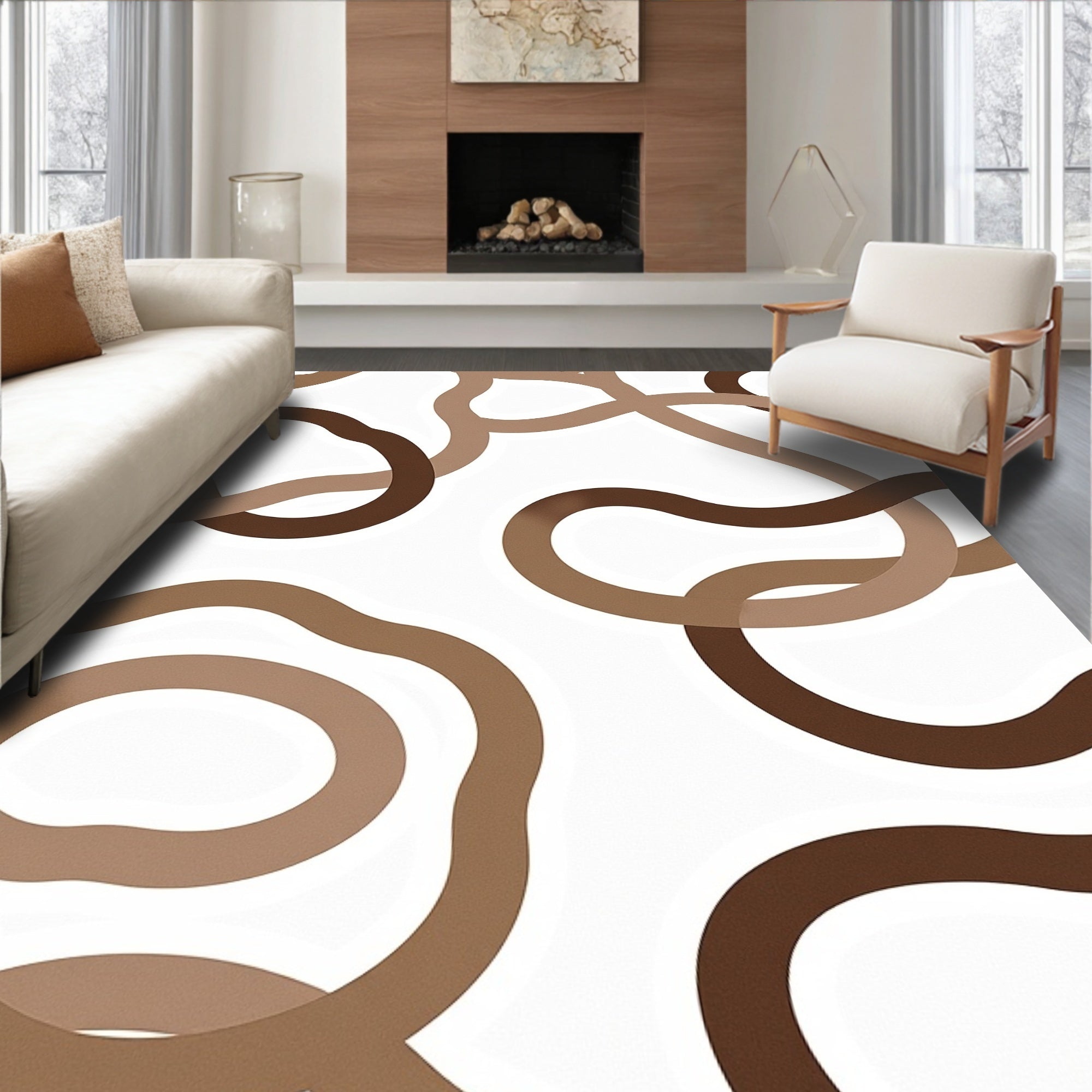 Earthy Tone Abstract Swirl Rug