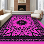 Vibrant Pink Starburst Mandala Rug