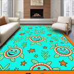 Whimsical Sea Turtle Aqua Marine Life Rug