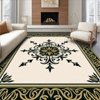Elegant Black Gold Arabesque Flourish Rug