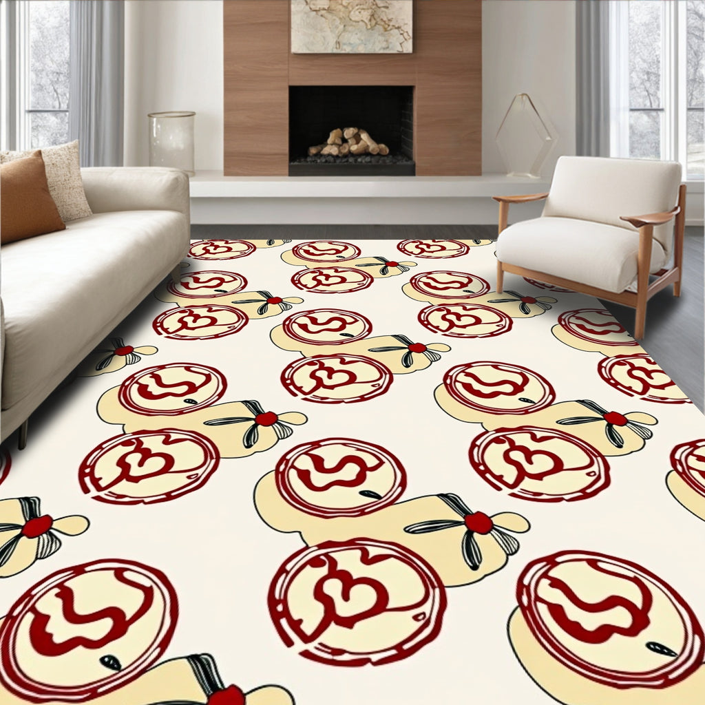 Crimson Floral Outline Abstract Rug