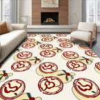 Crimson Floral Outline Abstract Rug