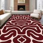 Deep Crimson Organic Flow Rug