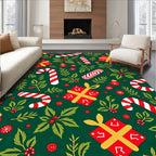 Festive Holly Candy Cane Gift Garland Rug
