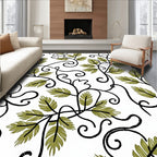 Green Leaf Scrolling Vine Rug