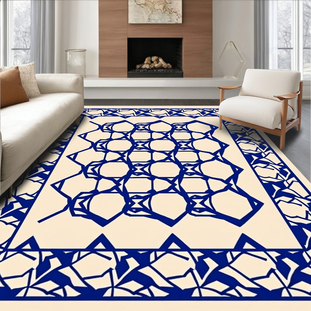 Abstract Blue Geometric Lattice Rug
