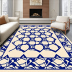 Abstract Blue Geometric Lattice Rug