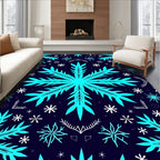 Aqua Snowflake Collage Dark Blue Rug