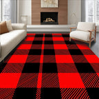 Bold Red Black Buffalo Check Square Rug
