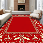 Crimson Red Floral Border Rug