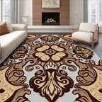 Ornate Brown and Tan Floral Medallion Rug