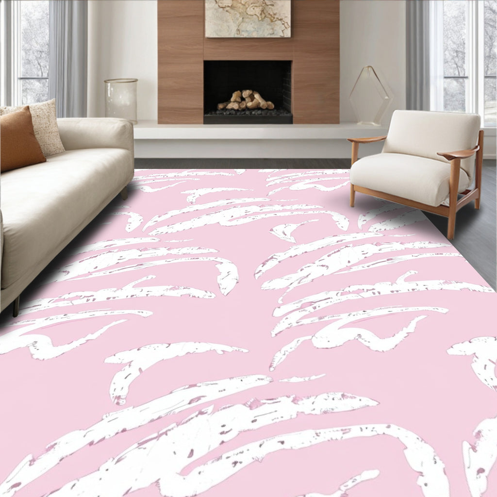 Pale Pink Brushstroke Abstract Rug