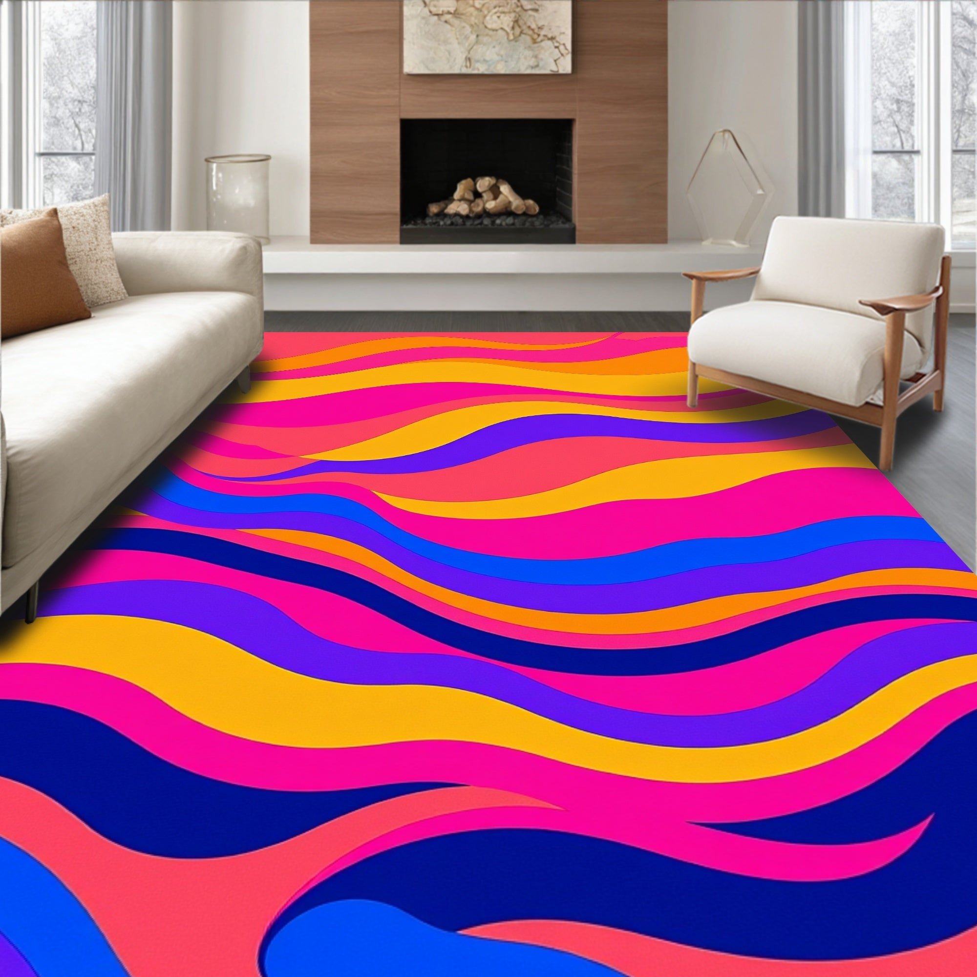 Psychedelic Swirls Waves Rug