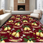 Golden Bells Christmas Birds Combing Rug