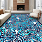Vibrant Aqua Ink Swirls Rug