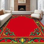 Bold Red Emerald Swirl Frame Rug