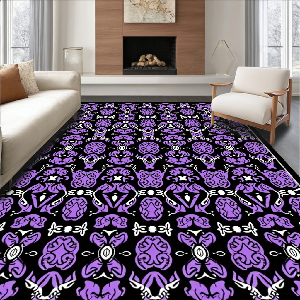 Rich Purple Abstract Symmetry Rug