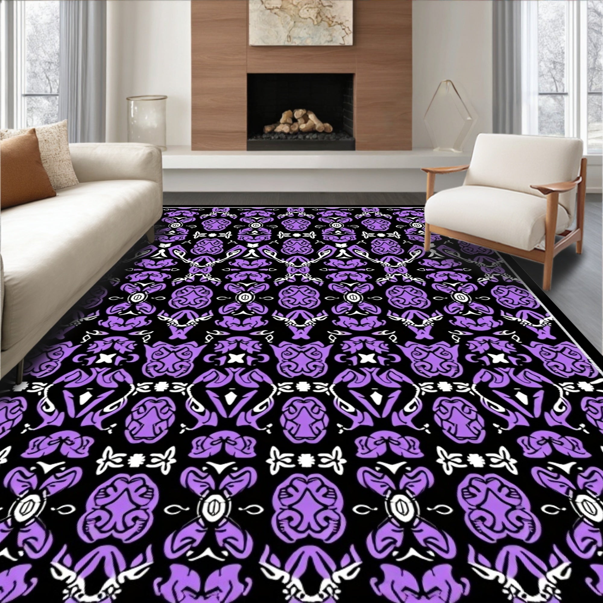 Rich Purple Abstract Symmetry Rug
