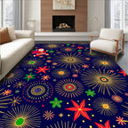 Santa Fireworks Holiday Night Rug