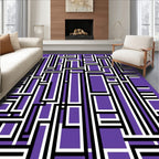 Bold Purple Geometric Maze Rug