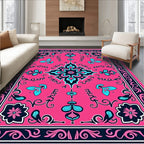 Vibrant Pink Floral Medallion Rug