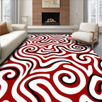Crimson Swirl Abstract Maze Rug