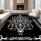 White Art Nouveau Floral Mandala Rug