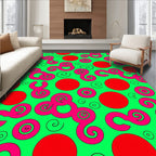 Vibrant Pink Swirl Red Dot Rug